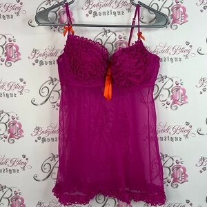 Babydoll tank top chemise bustier ruffle Purple Lace Babydoll Lingerie
